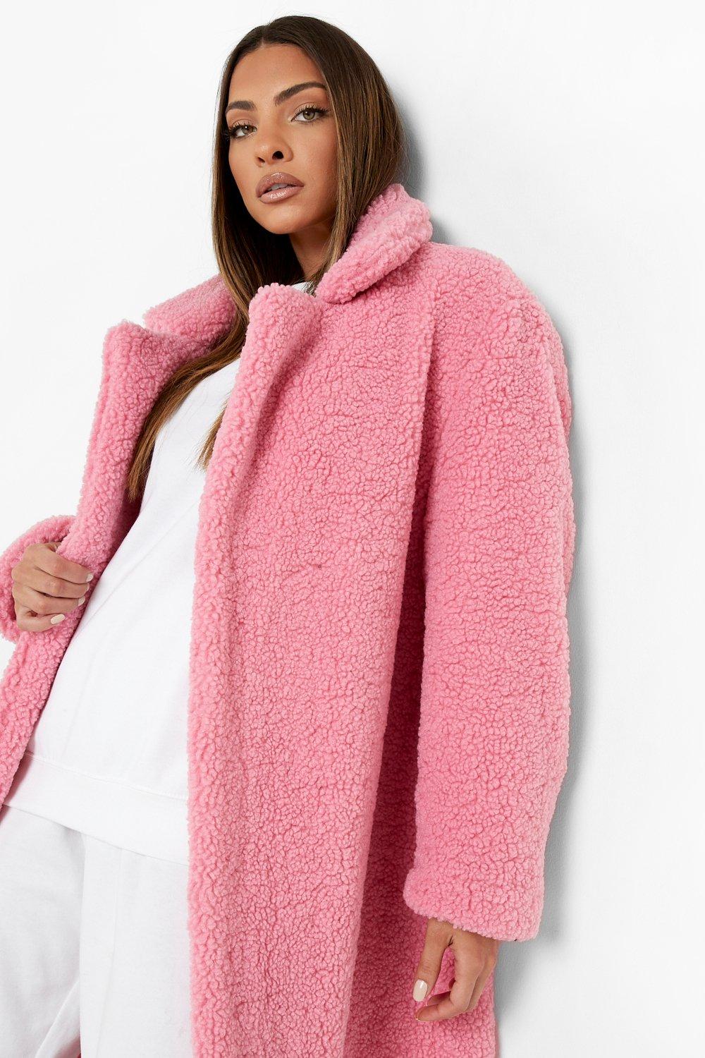 Teddy Faux Fur Longline Coat boohoo NZ